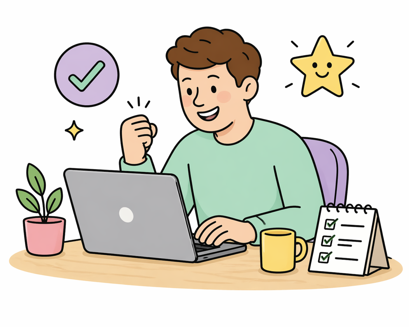 person working on a laptop being happy