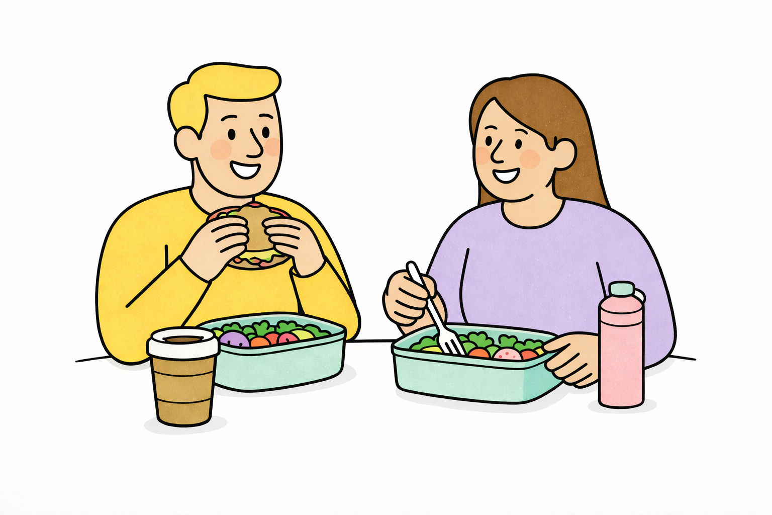 coworkers eating lunch together