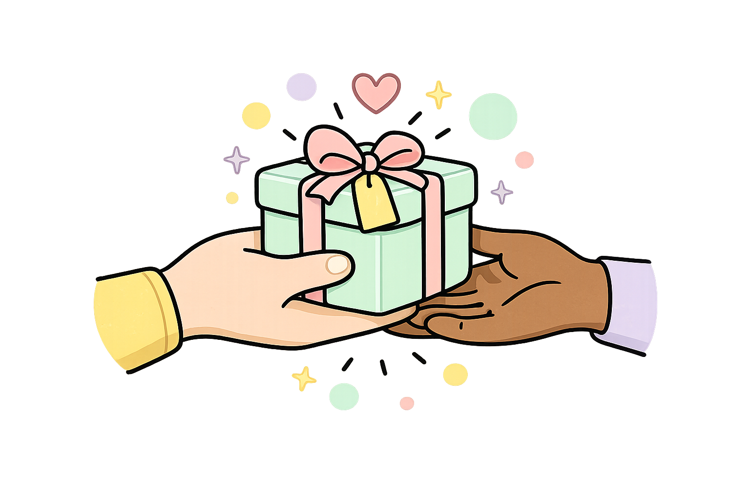 one hand giving a gift to another