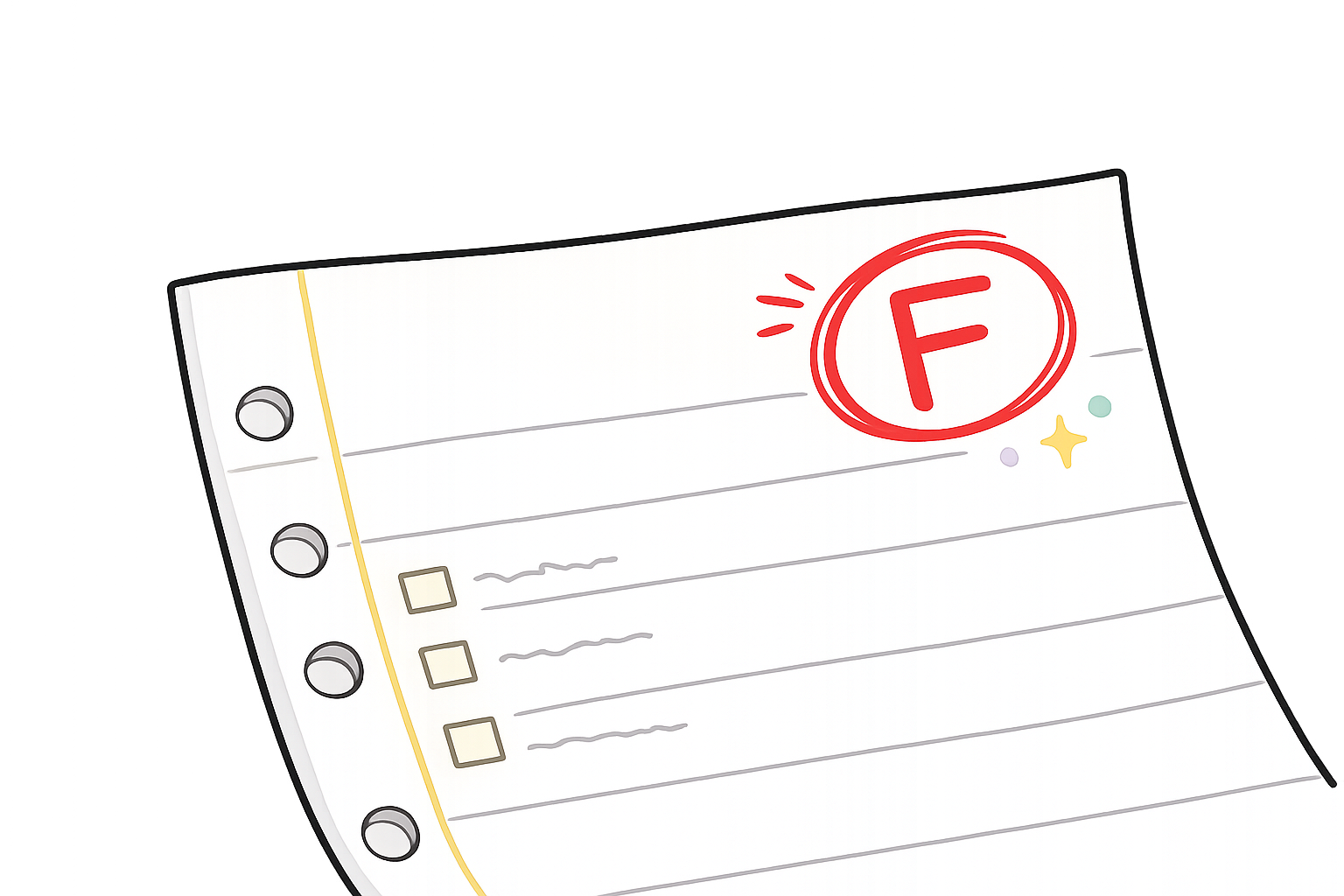 paper with an F on it