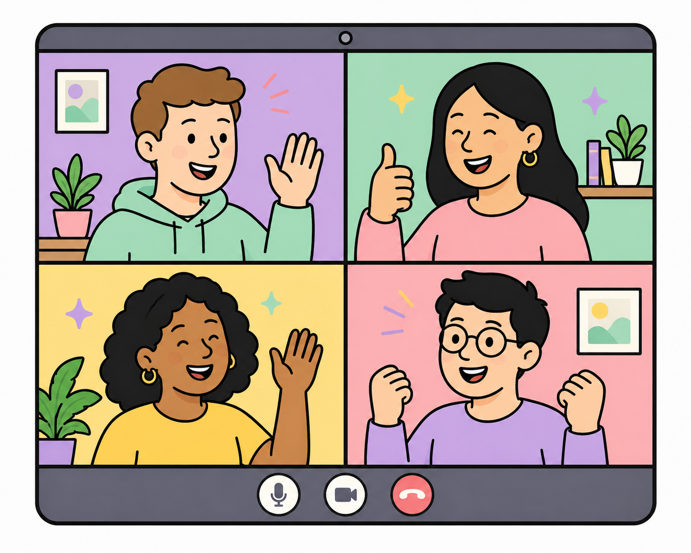 team having fun on a video call
