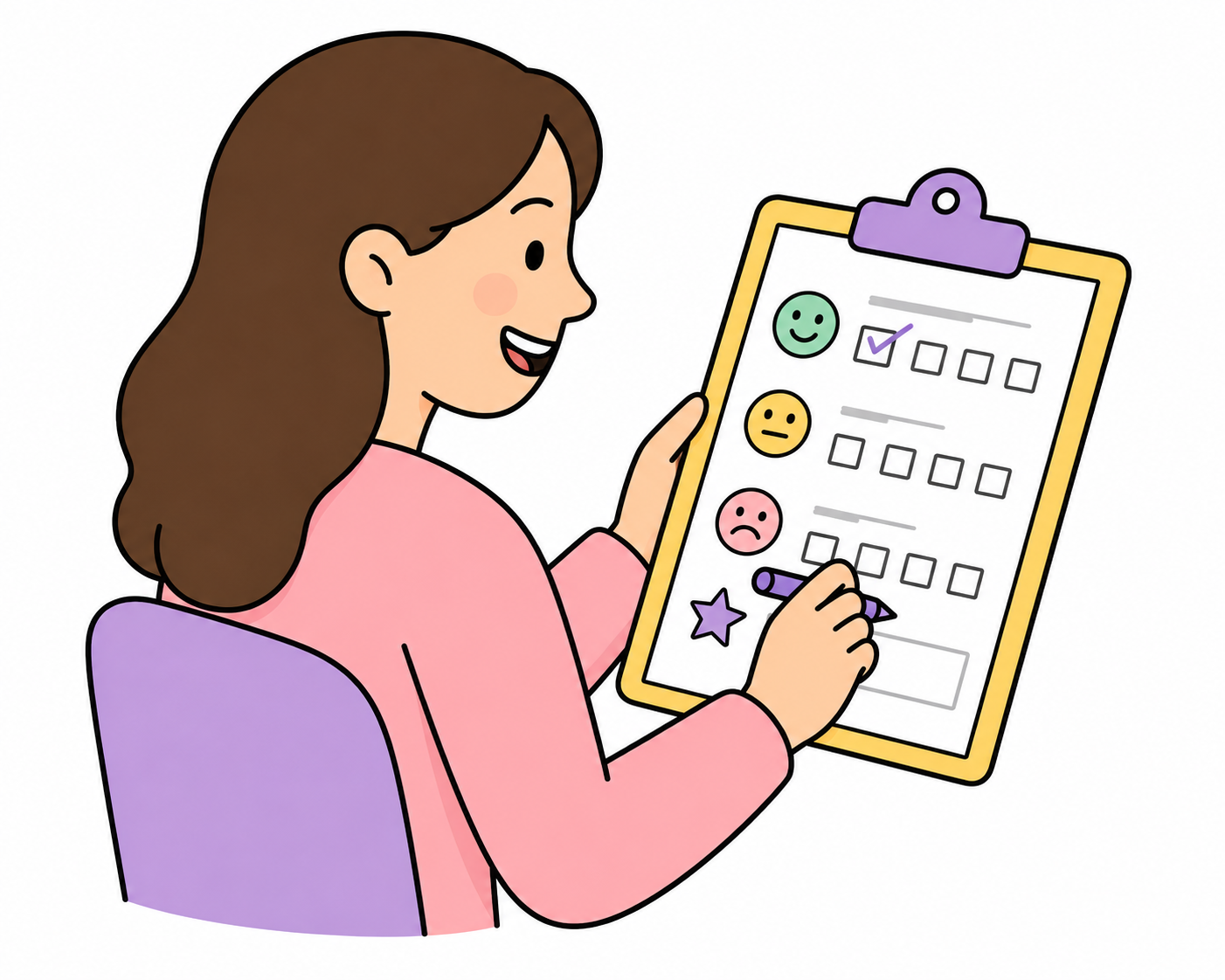 person filling out a survey