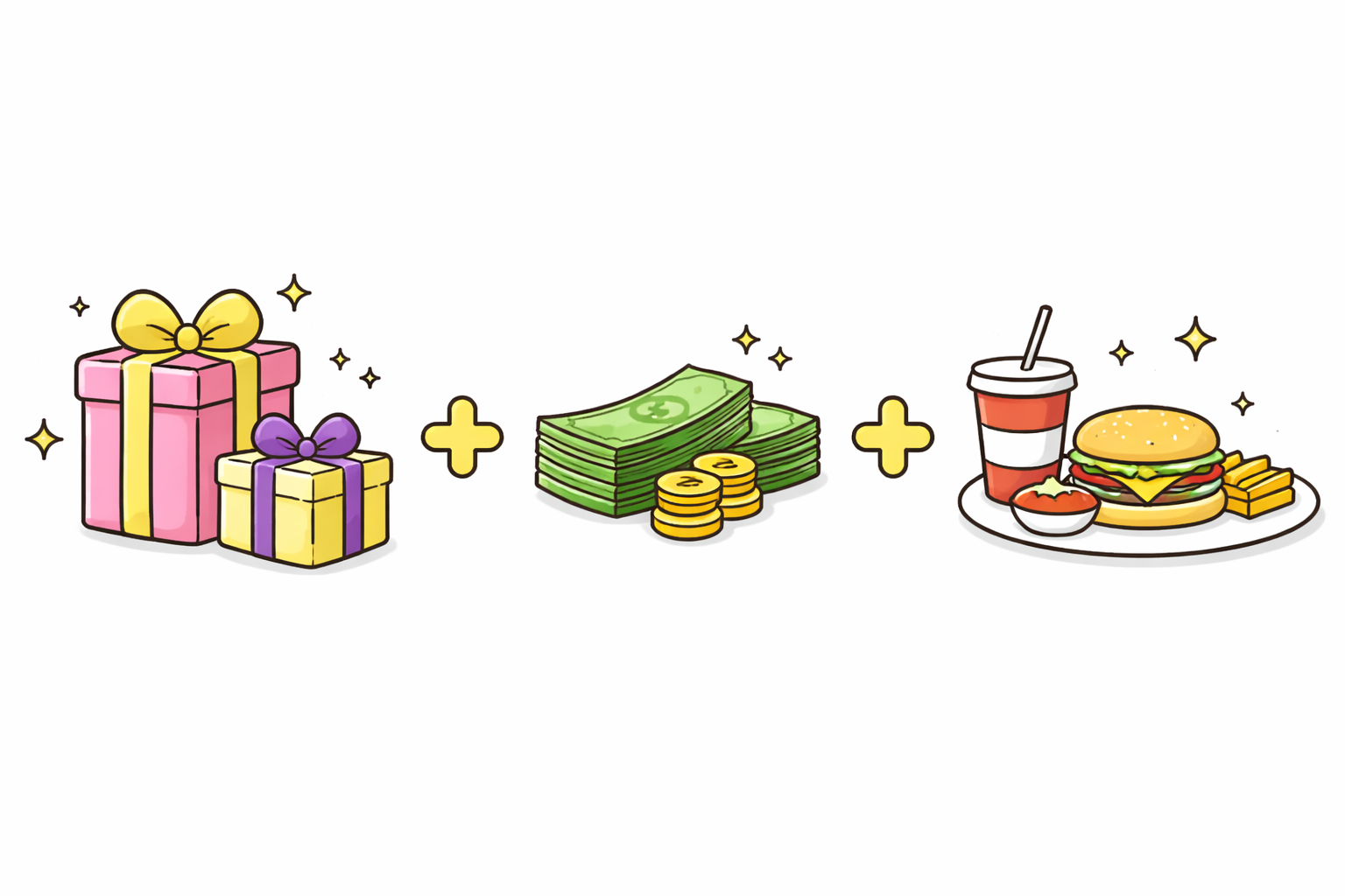 gifts, cash and meals