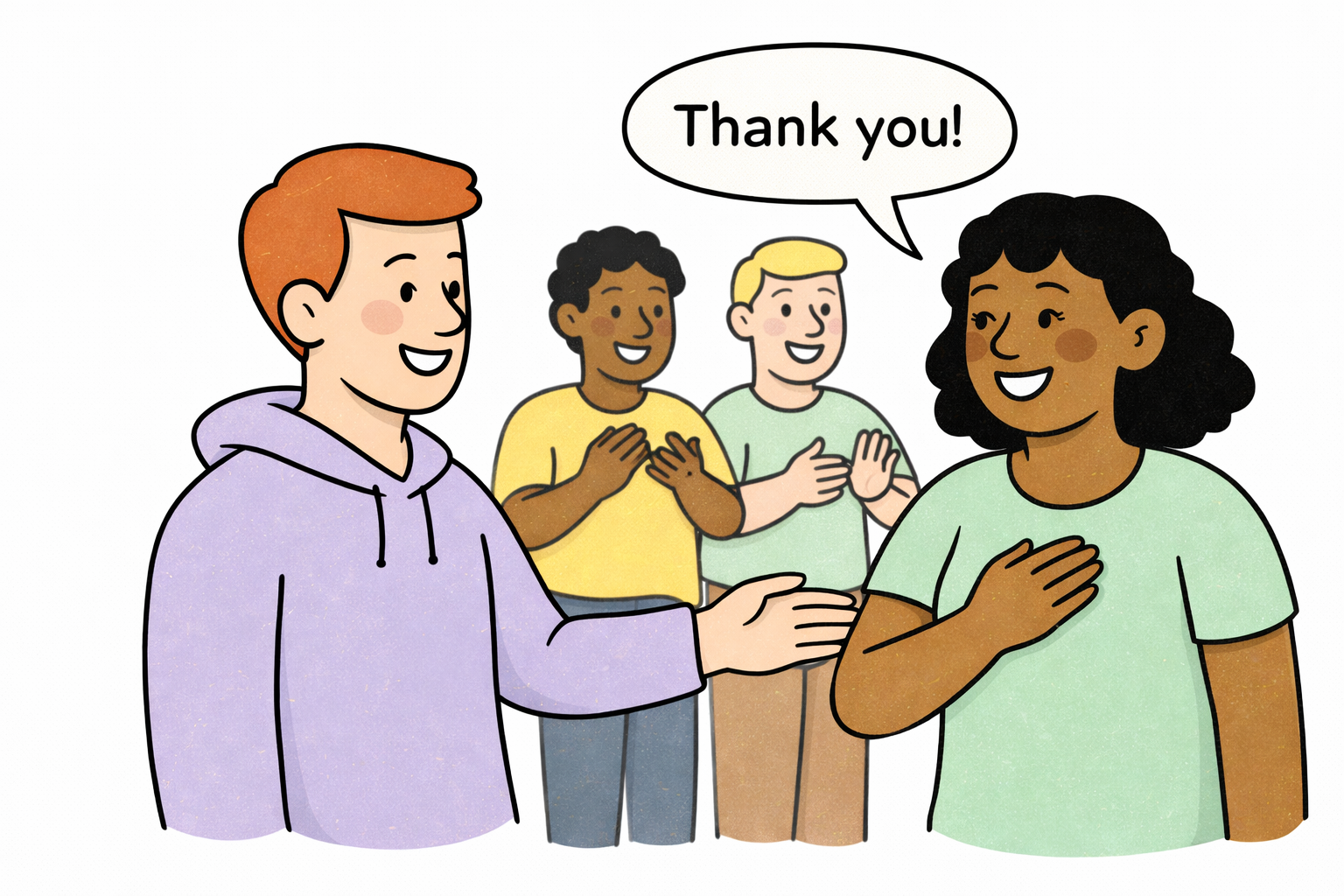 peers saying thank you