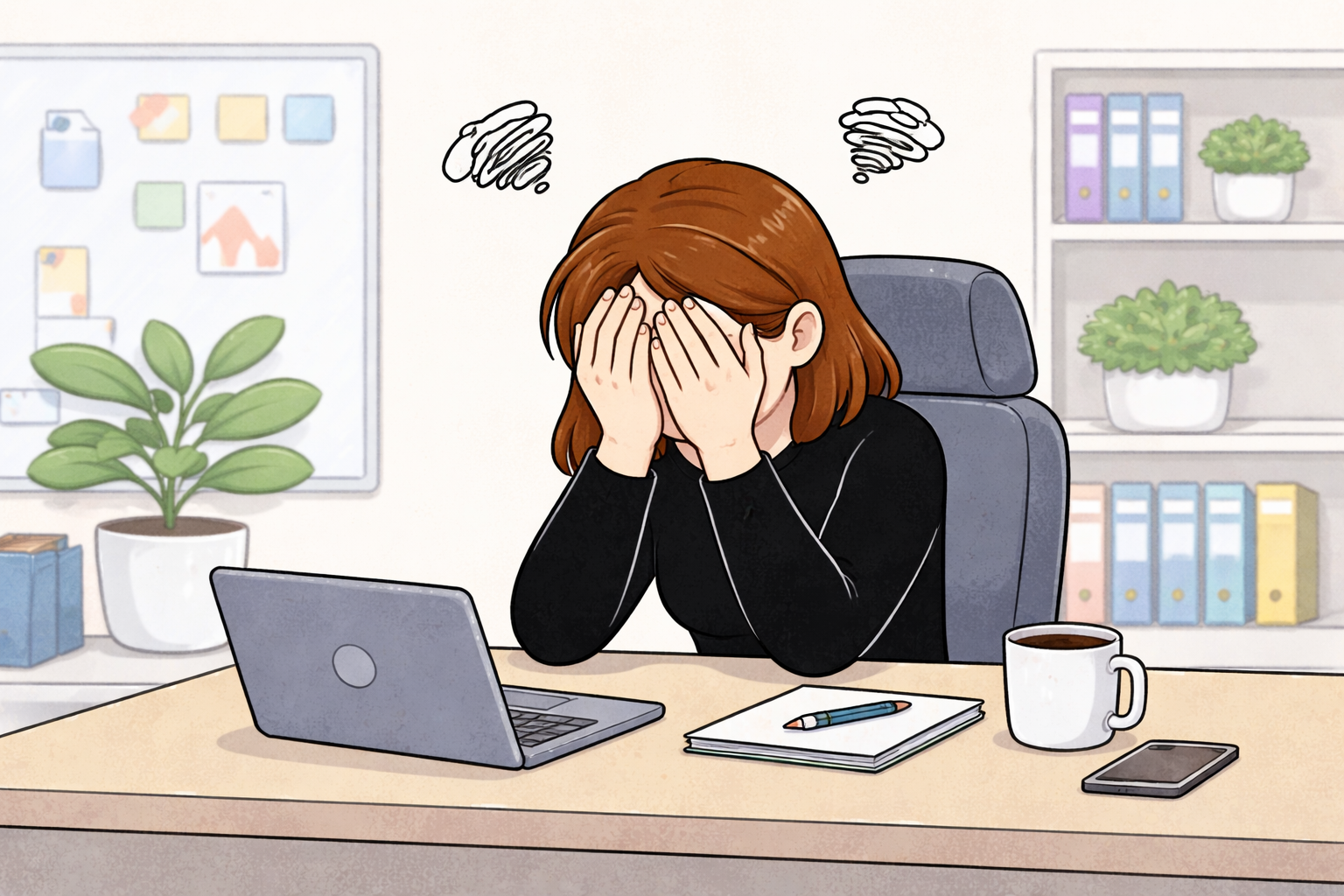 person stressed at the office desk