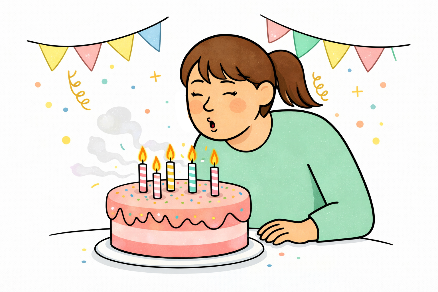 person blowing out candles on a birthday cake