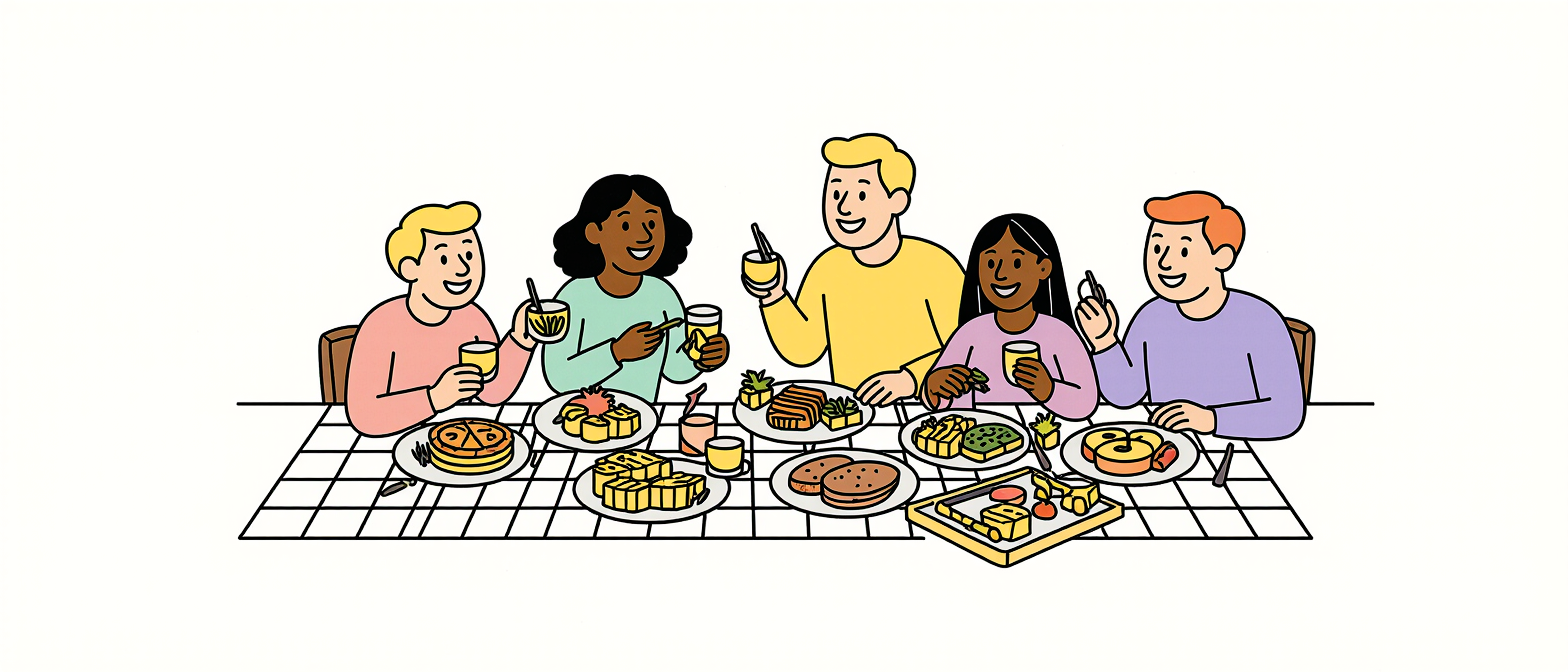 employees eating lunch together